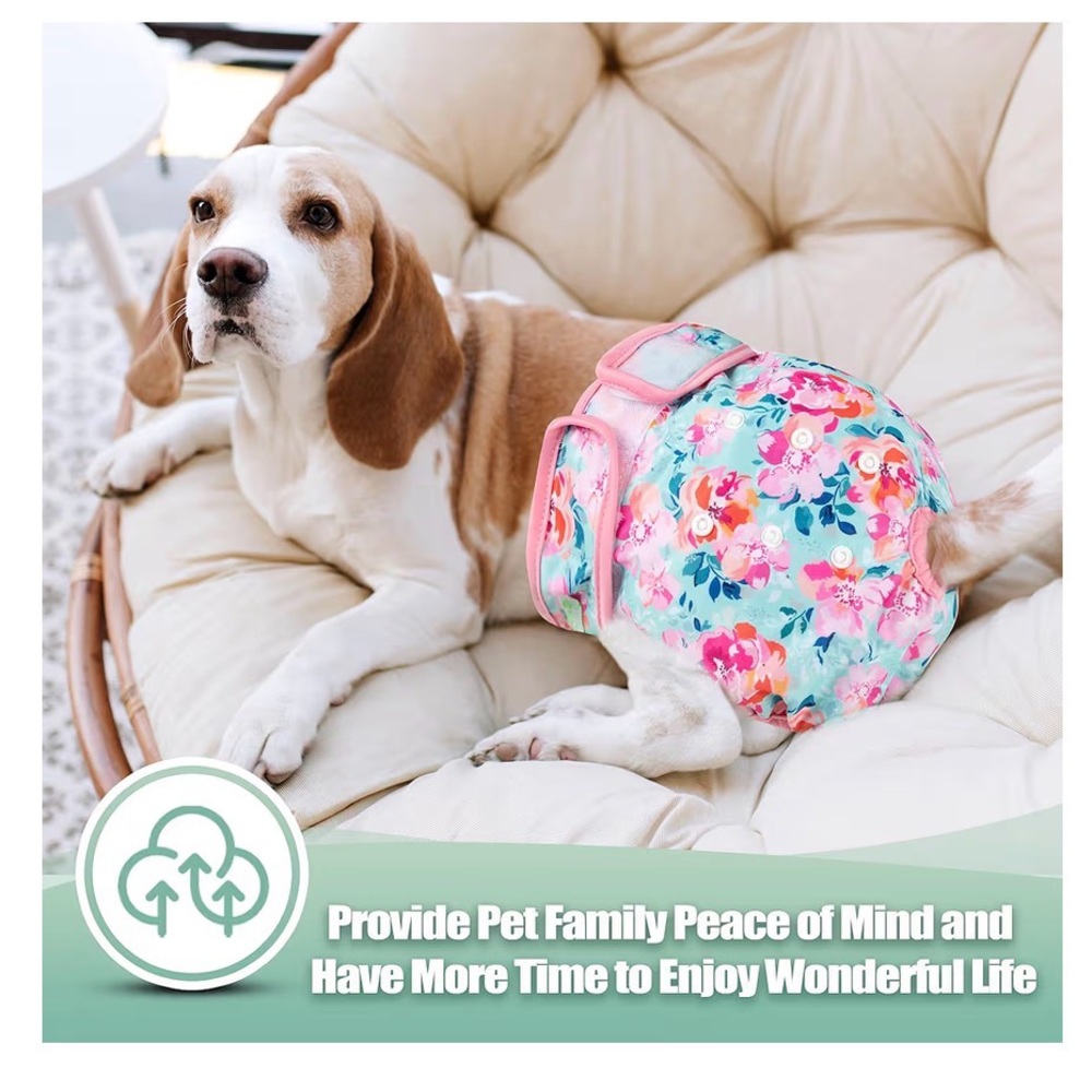 Washable Female Dog Diapers, Highly Absorbent for Dogs in heat. 3 pack